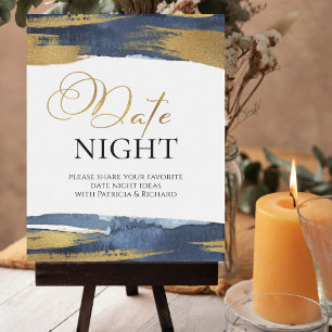 Abstract Blue Bridal Shower Date Night Jar Sign