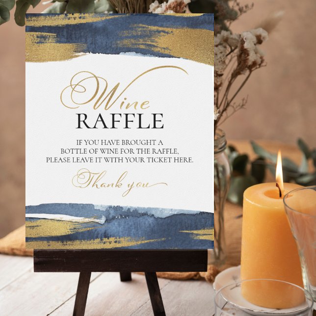 Abstract Blue Bridal Shower Wine Raffle Game Sign (Creator Uploaded)