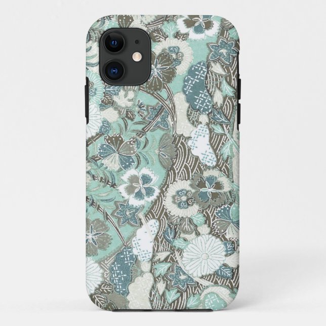 Abstract Blue Brown Flowers Case-Mate iPhone Case (Back)