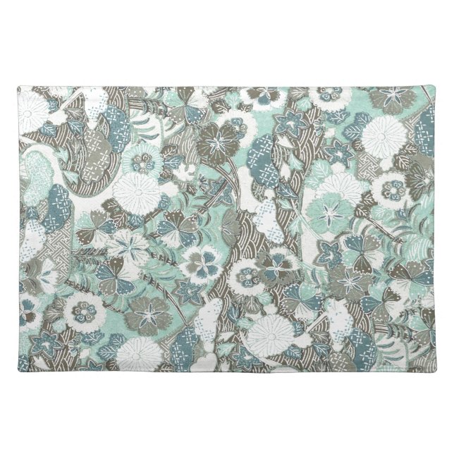 Abstract Blue Brown Flowers Placemat (Front)
