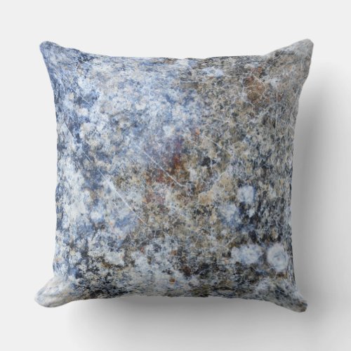 Abstract blue brown vintage marble pattern throw pillow
