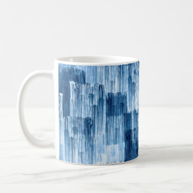 Abstract blue brushstrokes painting pattern coffee mug (Left)