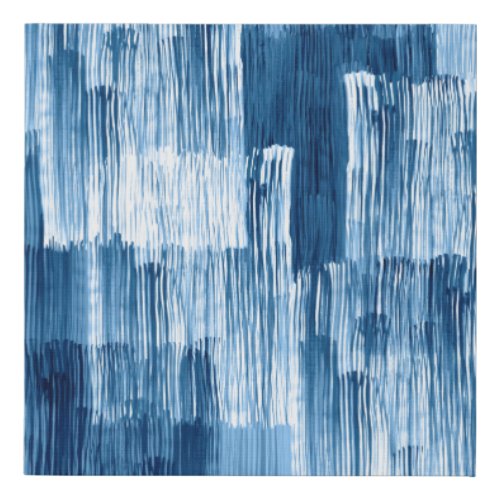 Abstract blue brushstrokes painting pattern faux canvas print
