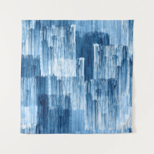 Abstract blue brushstrokes painting pattern tapestry