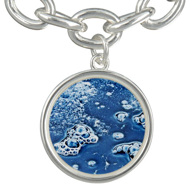 Abstract Blue Bubbles Ice and Water Charm Bracelet