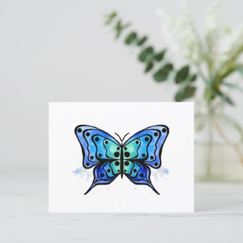 Abstract Blue Butterfly Postcard