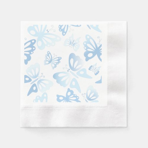 Abstract Blue Butterfly Print Pattern Paper Napkins