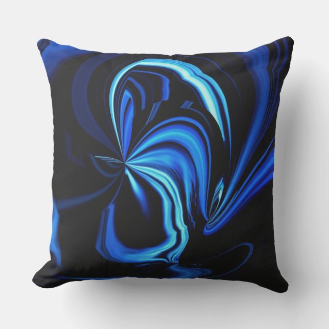 Abstract Blue Butterfly Throw Pillow (Front)