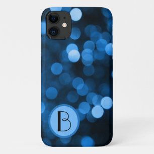 Abstract Blue Circles with Initial iPhone 11 Case