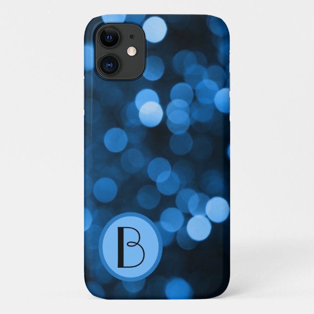 Abstract Blue Circles with Initial Case-Mate iPhone Case (Back)