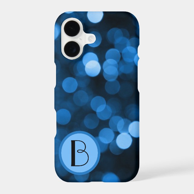 Abstract Blue Circles with Initial Iphone Case (Back)
