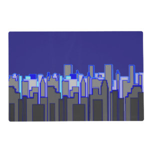 Abstract Blue City Skyline Art Placemat