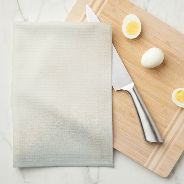 Abstract Blue Cream And Gold Art Kitchen Towel (Quarter Fold)