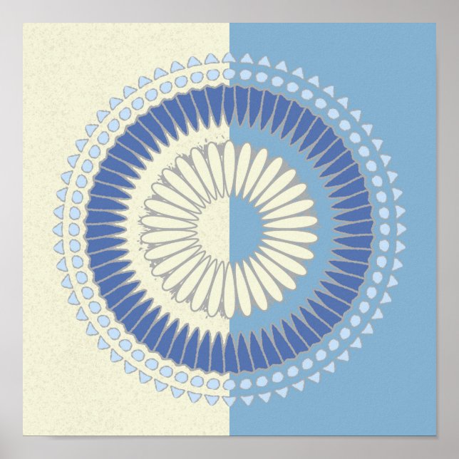 Abstract Blue & Cream Circle Design Print (Front)