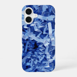 Abstract Blue Crinkled Shredded Paper Photography iPhone 16 Case