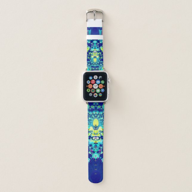 Abstract Blue Cyan Green Fractal Apple Watch Band (Front)