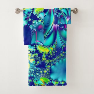 Abstract Blue Cyan Green Fractal