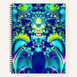 Abstract Blue Cyan Green Fractal Notebook