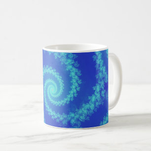 Abstract Blue Cyan Spiral Fractal Coffee Mug