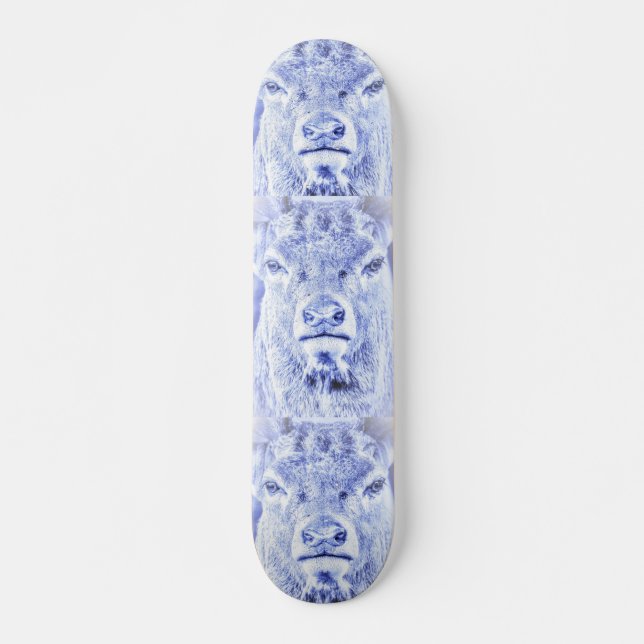 Abstract Blue Deer Skateboard Deck (Front)