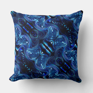 Abstract blue design formed from zigzag throw pillow