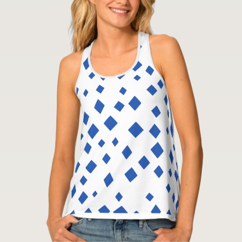 Abstract Blue Diamond Shape Pattern Tank Top