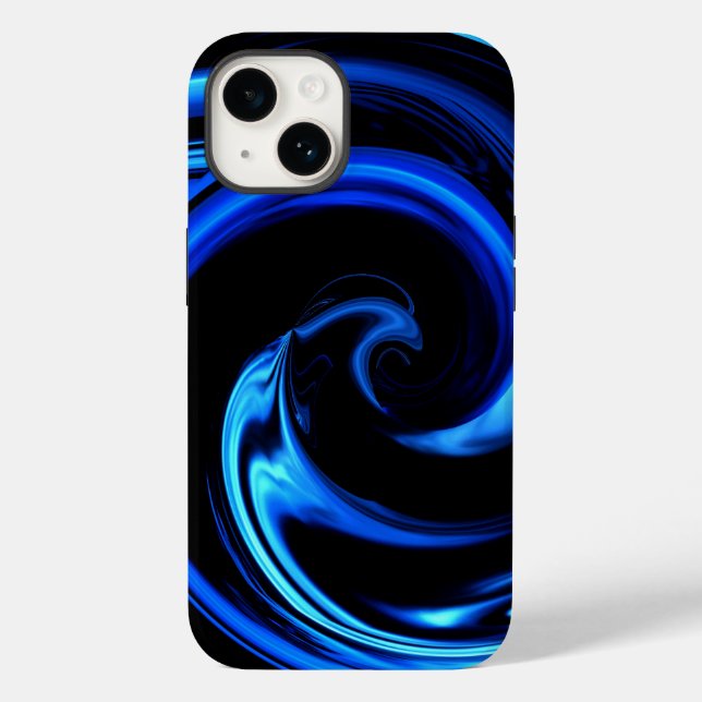 Abstract Blue Dolphin Wave Art Case-Mate iPhone Case (Back)