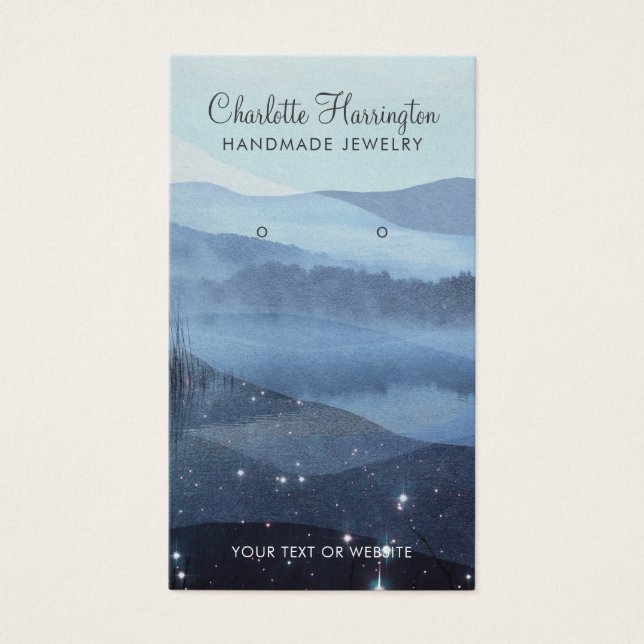 Abstract Blue Earring Jewelry Display Cards (Front)