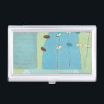 Abstract Blue Egg Parade Business Card Holder<br><div class="desc">Blue,  white and brown eggs parade on strings in this abstract painting by June Erica Vess. Separated into different panels,  this piece features different shades of blue in the background as well as green. Get yours today!</div>