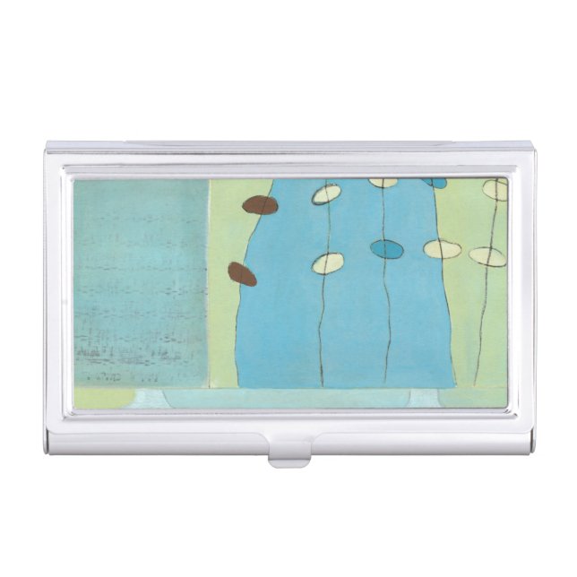 Abstract Blue Egg Parade Business Card Holder (Front)