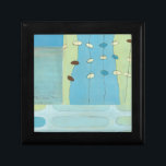 Abstract Blue Egg Parade Jewelry Box<br><div class="desc">Blue,  white and brown eggs parade on strings in this abstract painting by June Erica Vess. Separated into different panels,  this piece features different shades of blue in the background as well as green. Get yours today!</div>