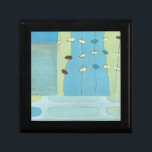 Abstract Blue Egg Parade Jewelry Box<br><div class="desc">Blue,  white and brown eggs parade on strings in this abstract painting by June Erica Vess. Separated into different panels,  this piece features different shades of blue in the background as well as green. Get yours today!</div>