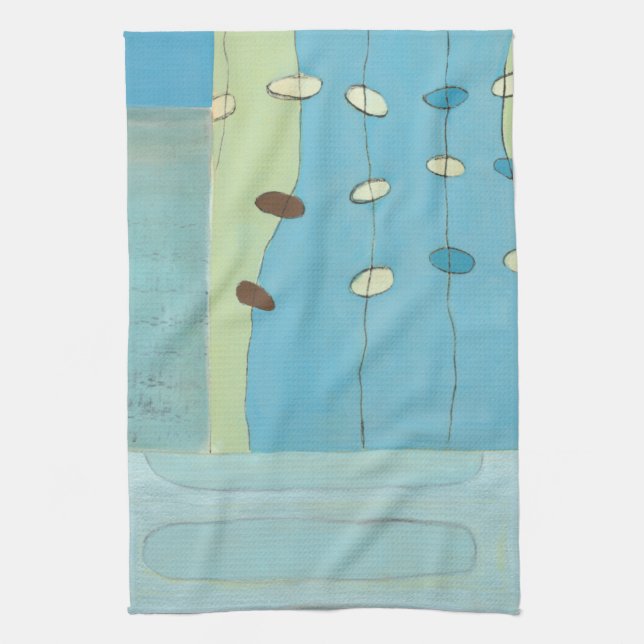 Abstract Blue Egg Parade Kitchen Towel (Vertical)