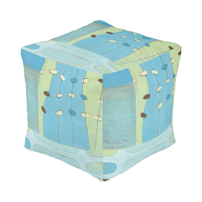 Abstract Blue Egg Parade Pouf (Angled Front)