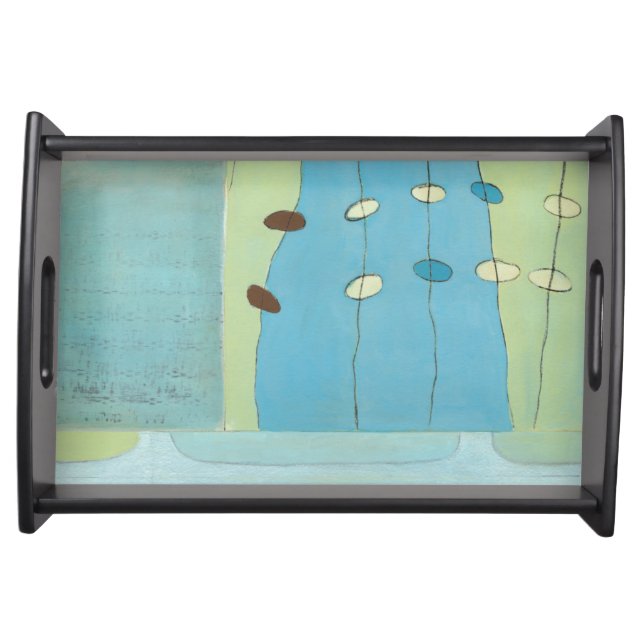 Abstract Blue Egg Parade Serving Tray (Front)