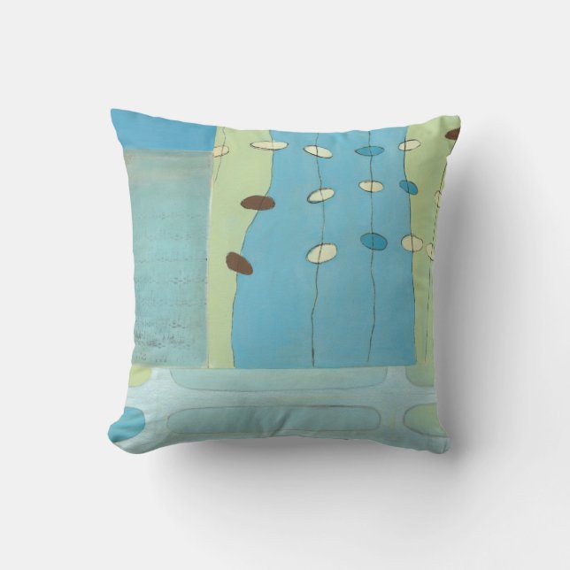 Abstract Blue Egg Parade Throw Pillow (Front)