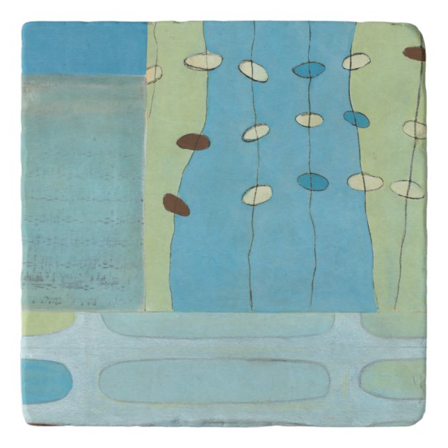 Abstract Blue Egg Parade Trivet (Front)