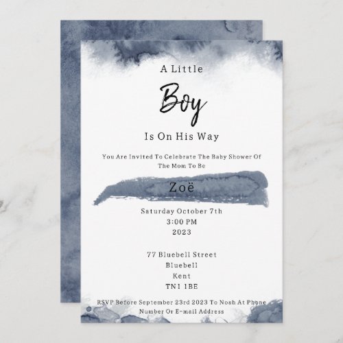 Abstract Blue Elements Sweet Baby Boy Baby Shower Invitation