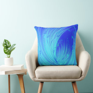 Abstract Blue Enchanted Garden Throw Pillow