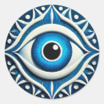 Abstract Blue Evil Eye Symbol Classic Round Sticker