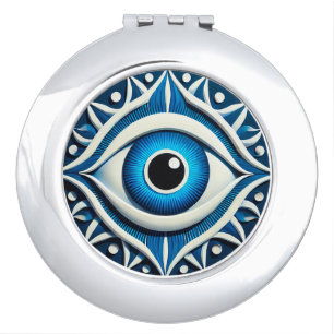 Abstract Blue Evil Eye Symbol Compact Mirror