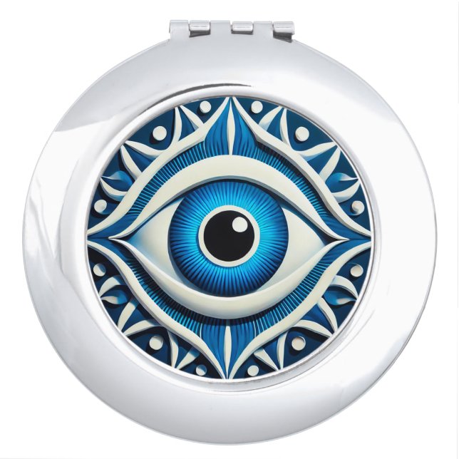 Abstract Blue Evil Eye Symbol Compact Mirror (Front)