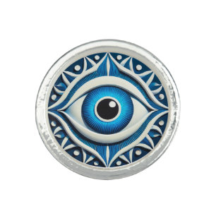 Abstract Blue Evil Eye Symbol Ring