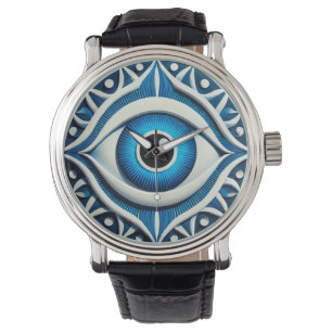 Abstract Blue Evil Eye Symbol Watch