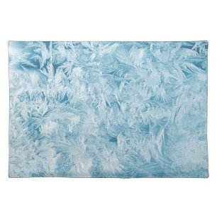 abstract blue feathers and snowflakes placemat