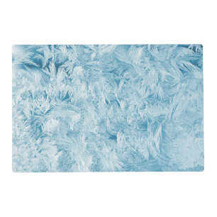 abstract blue feathers and snowflakes placemat