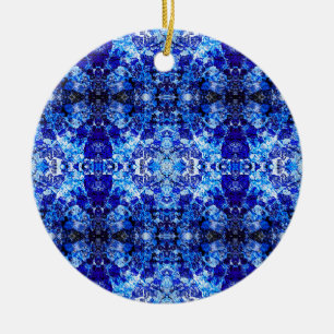 Abstract blue floral ceramic ornament