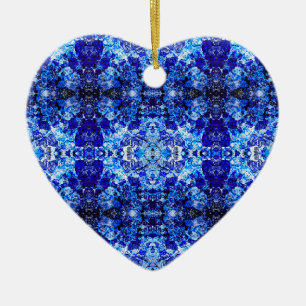 Abstract blue floral ceramic ornament