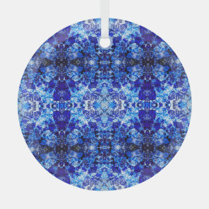 Abstract blue floral glass ornament