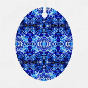 Abstract blue floral metal ornament
